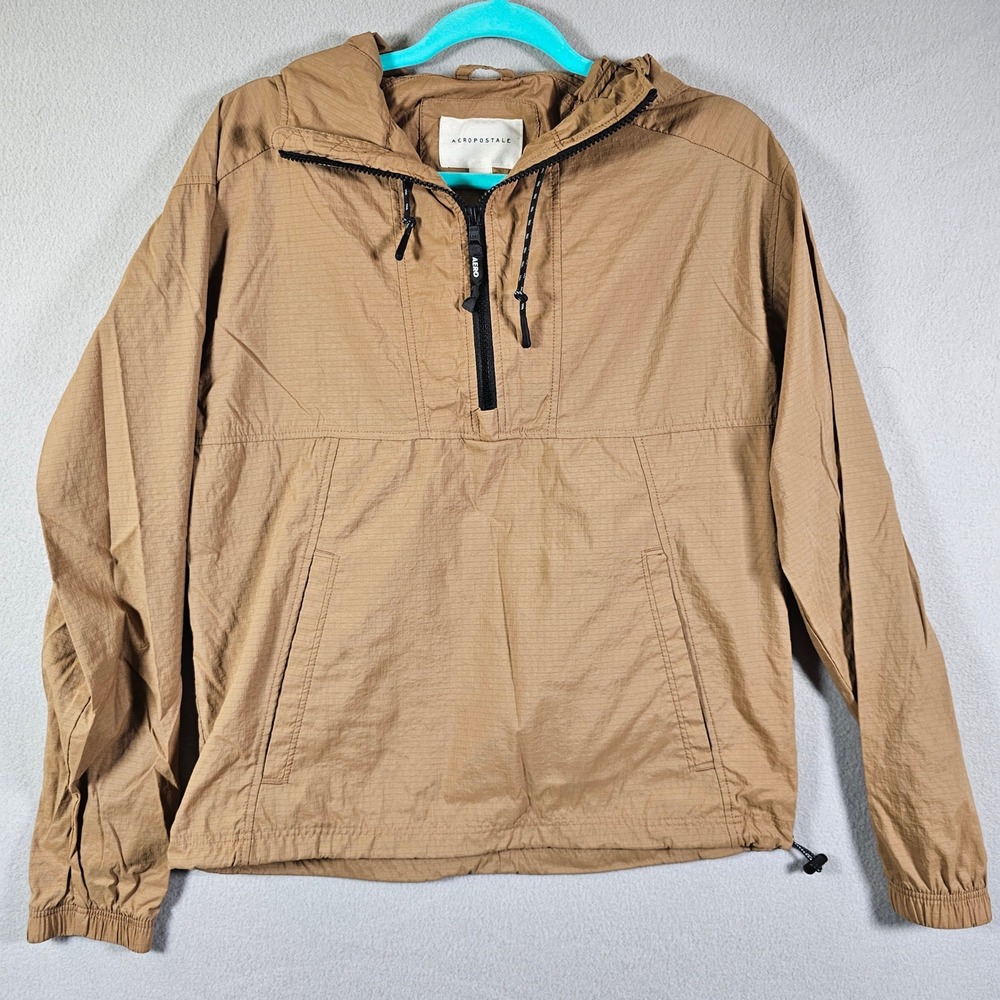 Aeropostale Pullover Anorak‎ Jacket Windbreaker, Lightweight, Casual Tan